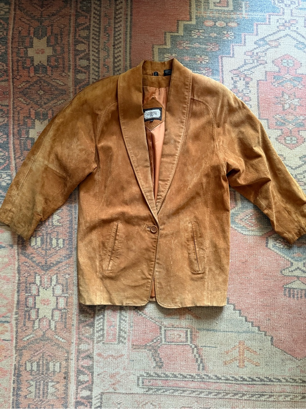 Vintage Suede Toffs Single-Button Blazer Jacket